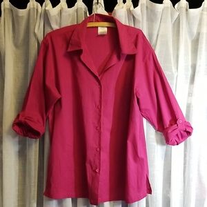 Sz L Women's Pink Button-Up Shirt